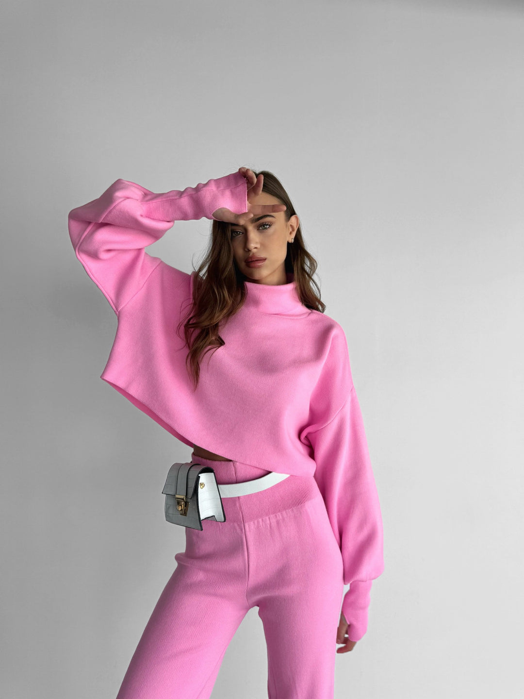 Wide Leg Knit Trouser - Bubblegum