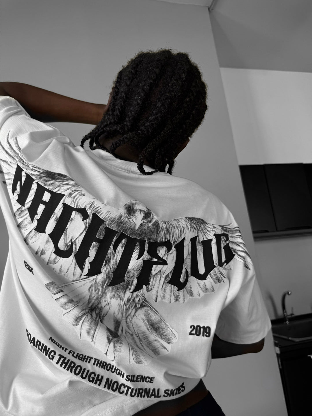 Oversize "Nachtflug" T-Shirt - Ecru