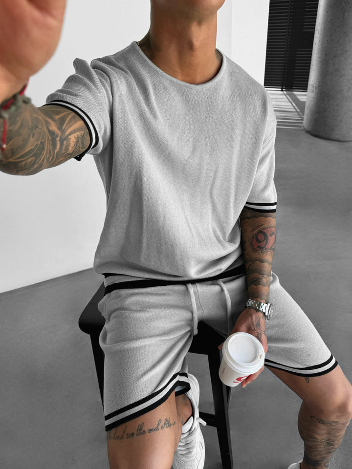 Regular Fit Knit T-shirt - Light Grey