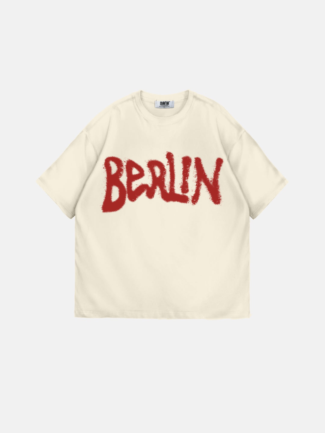 Oversize 'Berlin Sumpf' T-Shirt - Antique White and Red