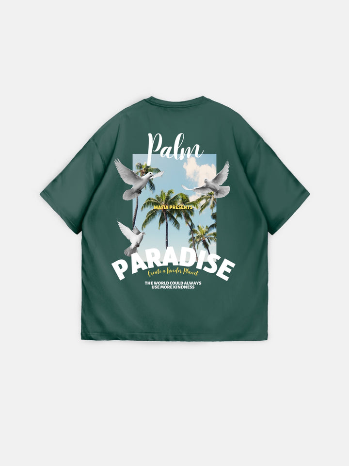 Oversize Palm Paradise T-shirt - Petrol