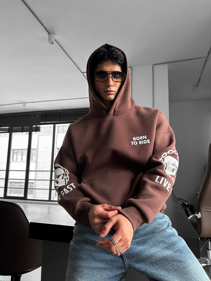 Oversize Ride to Survive Hoodie - Brown