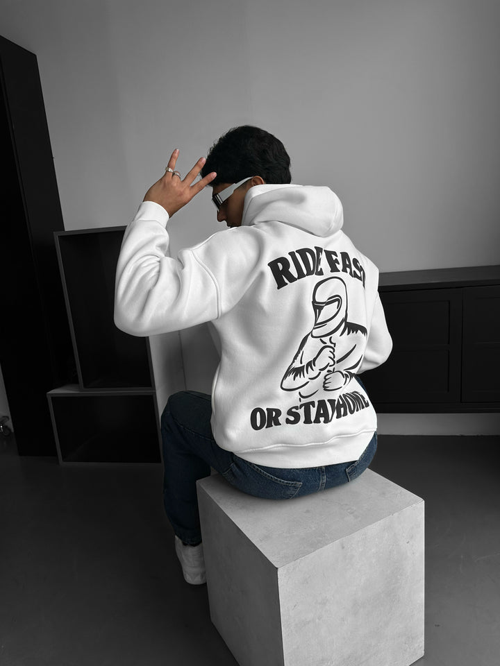 Oversize Ride Fast Hoodie - Ecru