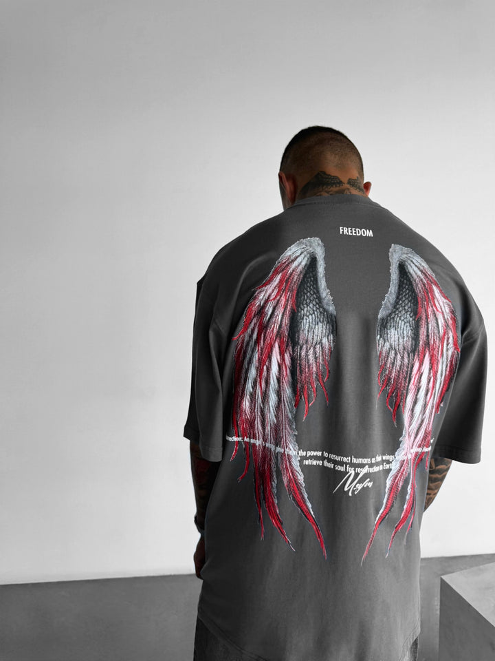 Oversize Angel Wings T-Shirt - Anthracite