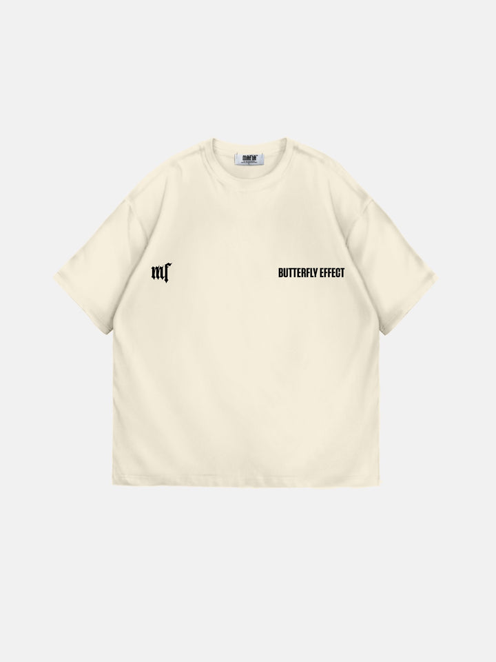 Oversize 'Butterfly Effect' T-Shirt - Antique White