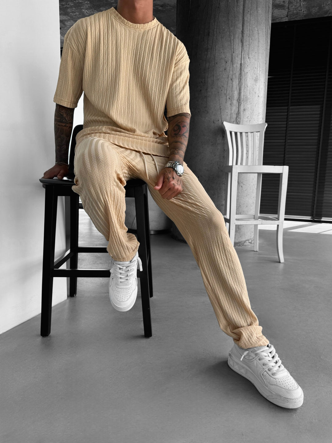 Oversize Structured T-Shirt - Almond Buff
