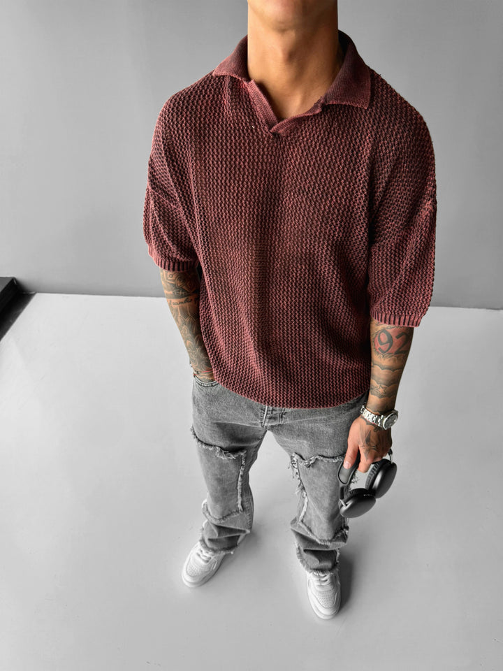 Regular Fit Knit Grid T-shirt - Plum Perfect