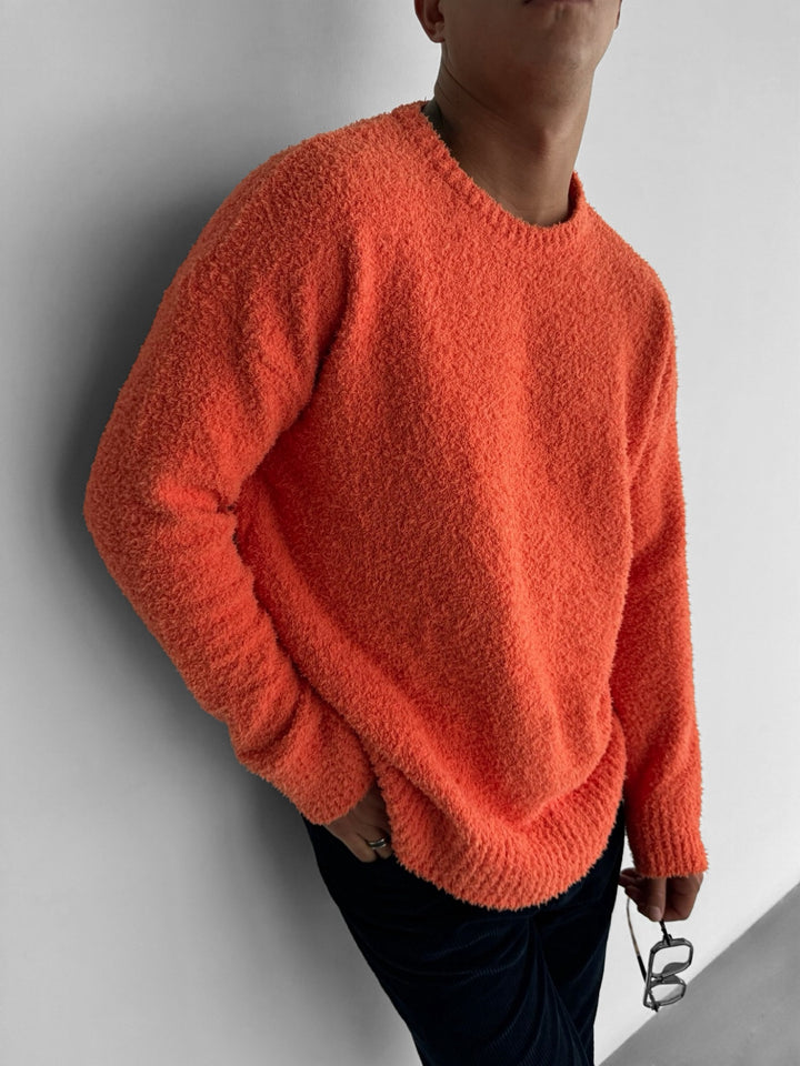 Oversize Plush Pullover - Orange