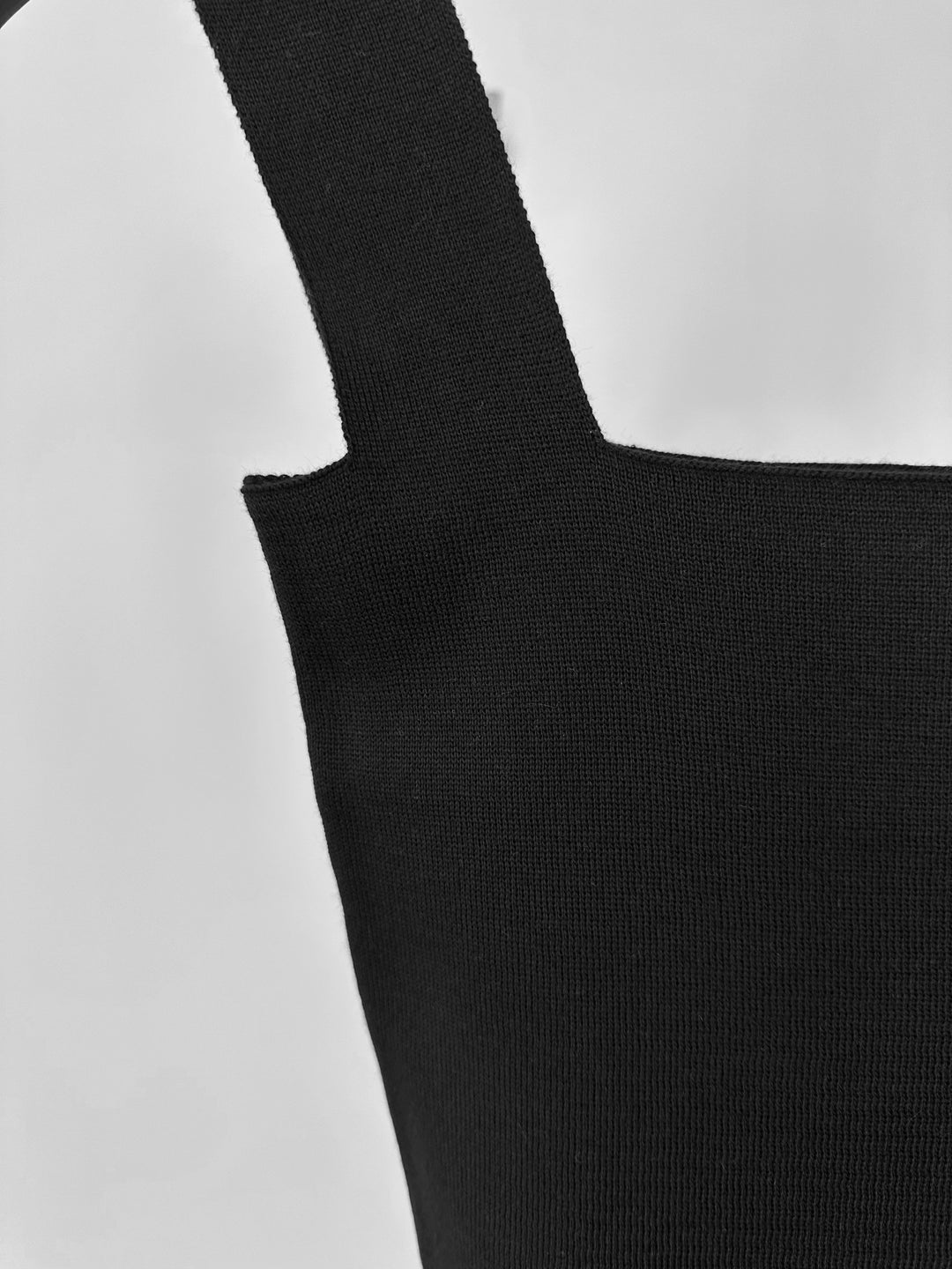Square Neck Knit Top - Black