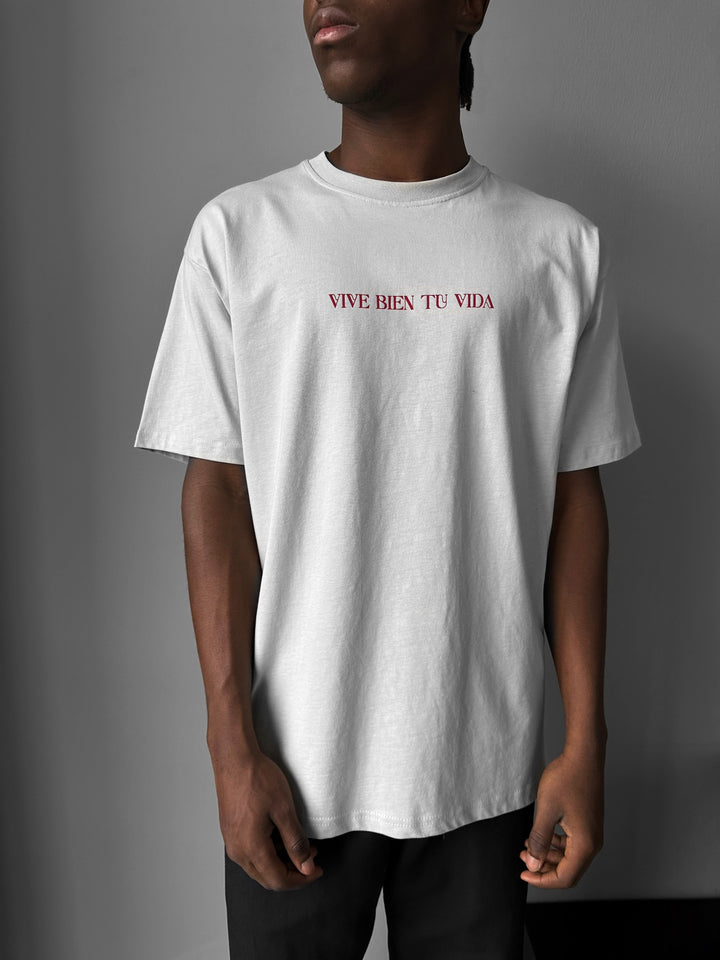 Oversize "Vive Bien Tu Vida" T-Shirt - Grey