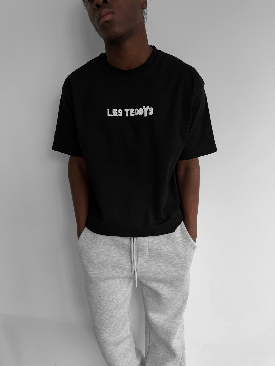 Oversize 'Les Teddys' T-Shirt - Black