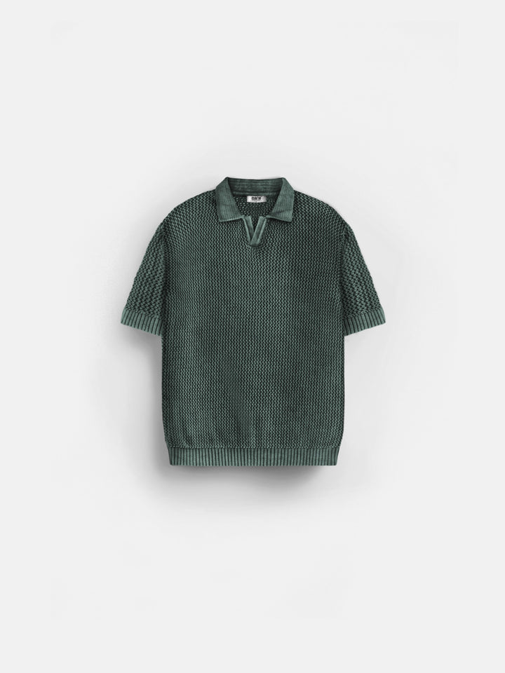 Regular Fit Knit Grid T-shirt - Dark Forest