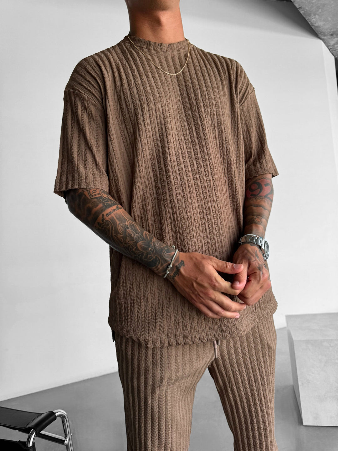 Oversize Structured T-Shirt - Cappuccino