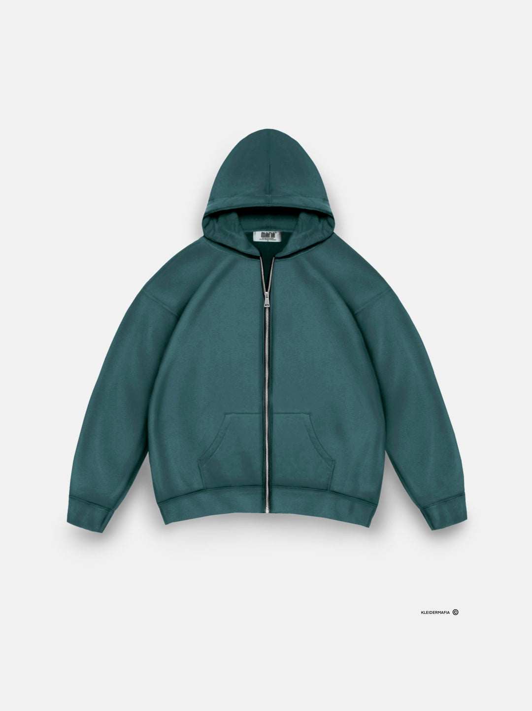 Oversize Basic Zipper Hoodie - Petrol
