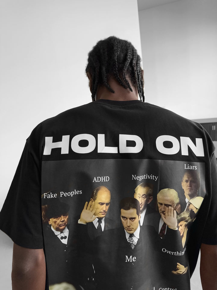Oversize "Hold On" T-Shirt - Black