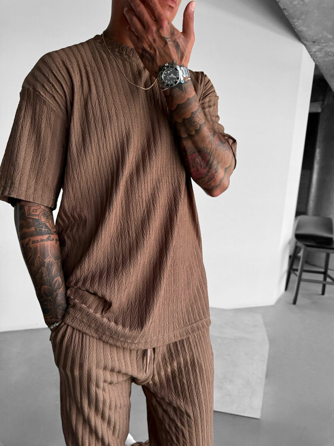 Oversize Structured T-Shirt - Cappuccino