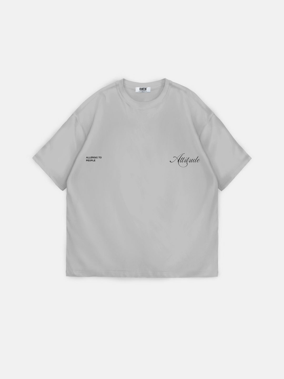 Oversize 'Attitude' T-Shirt - Grey