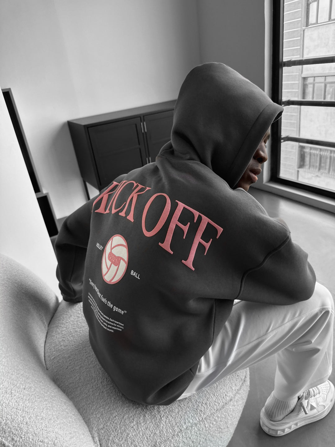 Oversize "KICK OFF" Hoodie - Anthracite