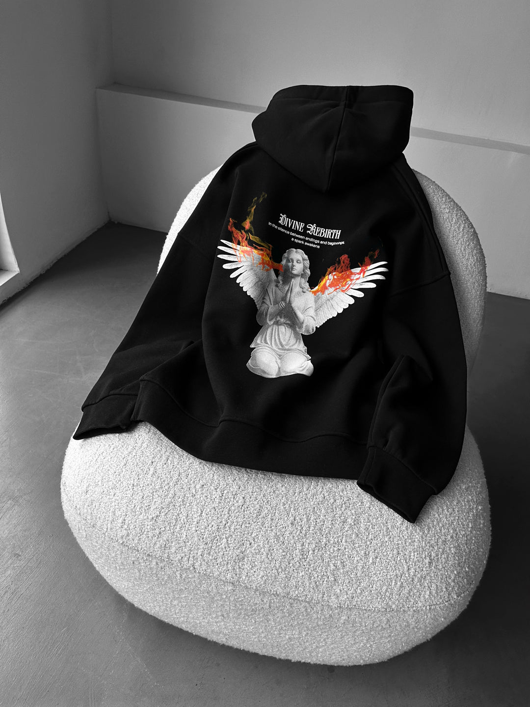 Oversize Divine Rebirth Hoodie - Black