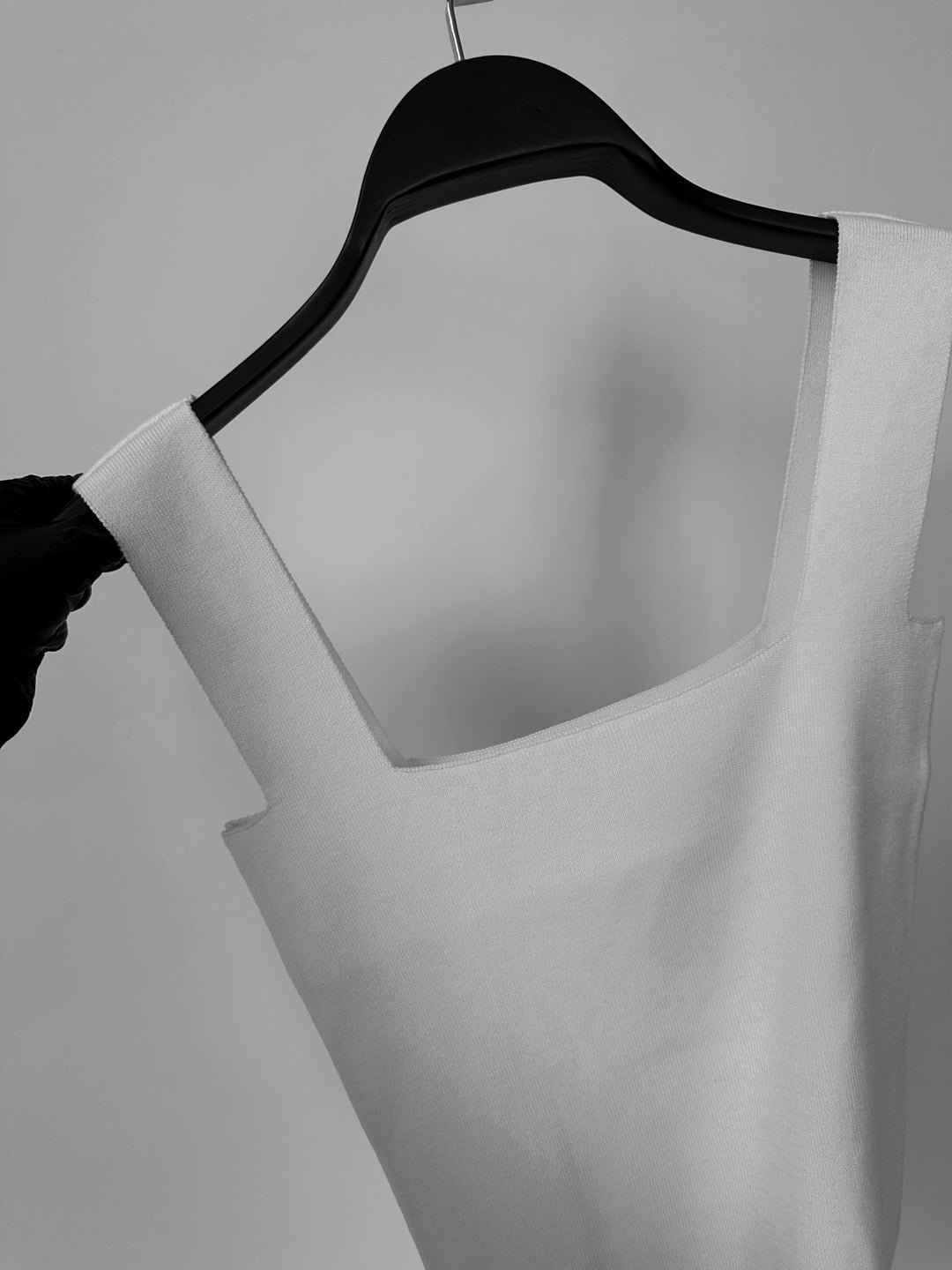 Square Neck Knit Top - Ecru