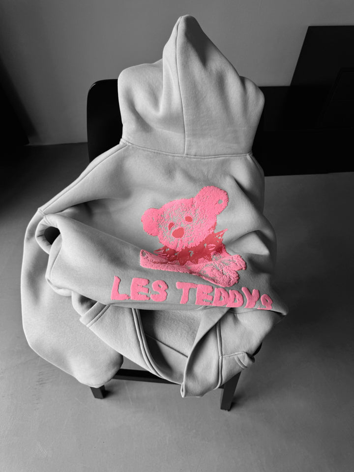 Oversize 'Les Teddys' Hoodie - Grey