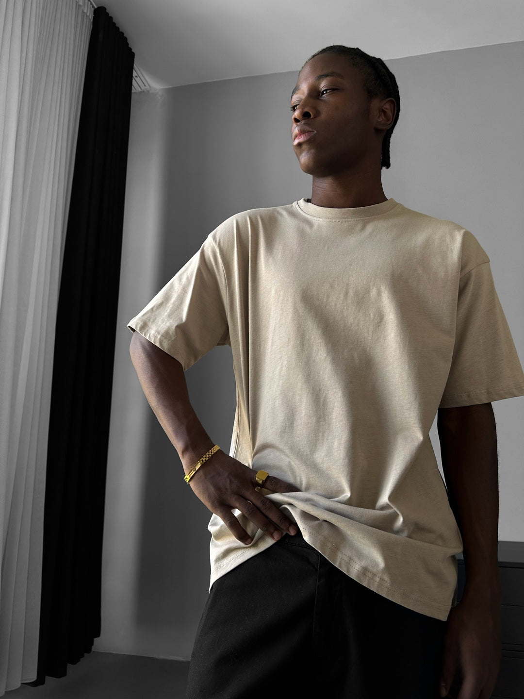 Oversize Basic T-Shirt - Beige