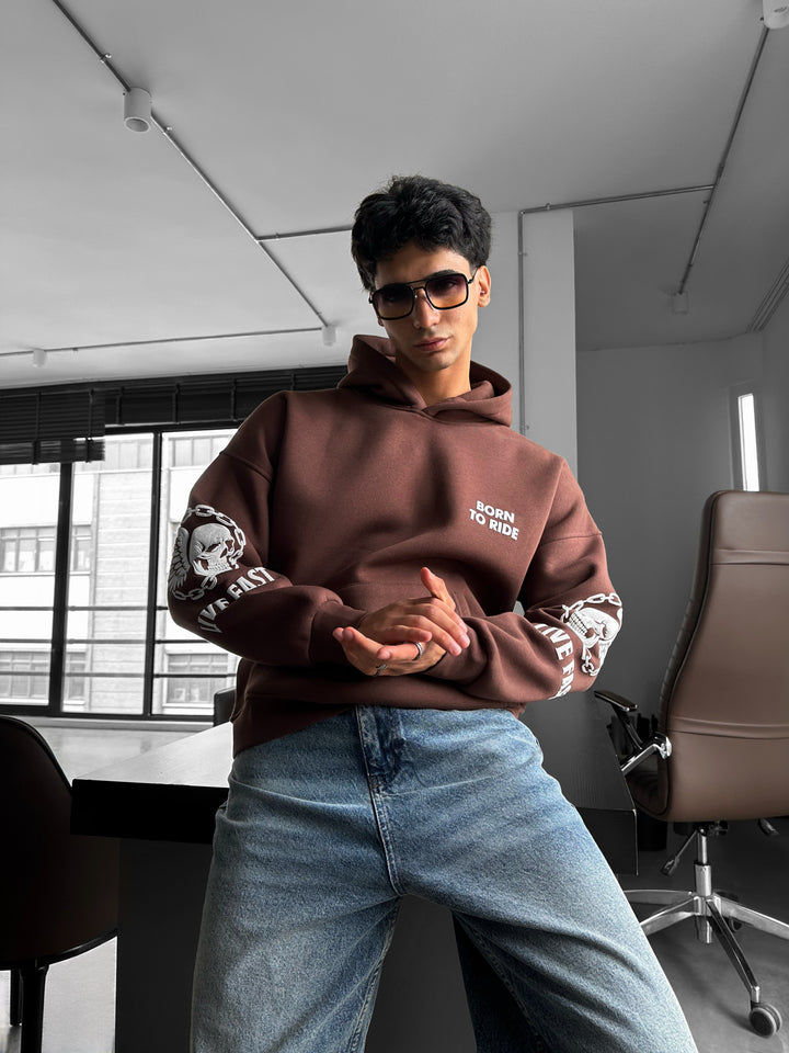 Oversize Ride to Survive Hoodie - Brown