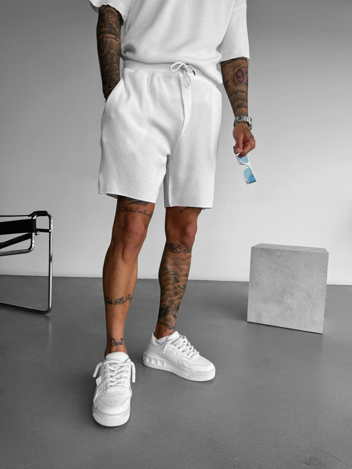 Loose Fit Knit Shorts - White