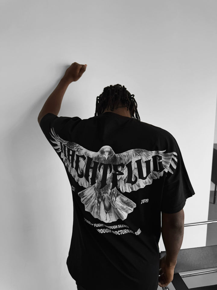 Oversize "Nachtflug" T-Shirt - Black