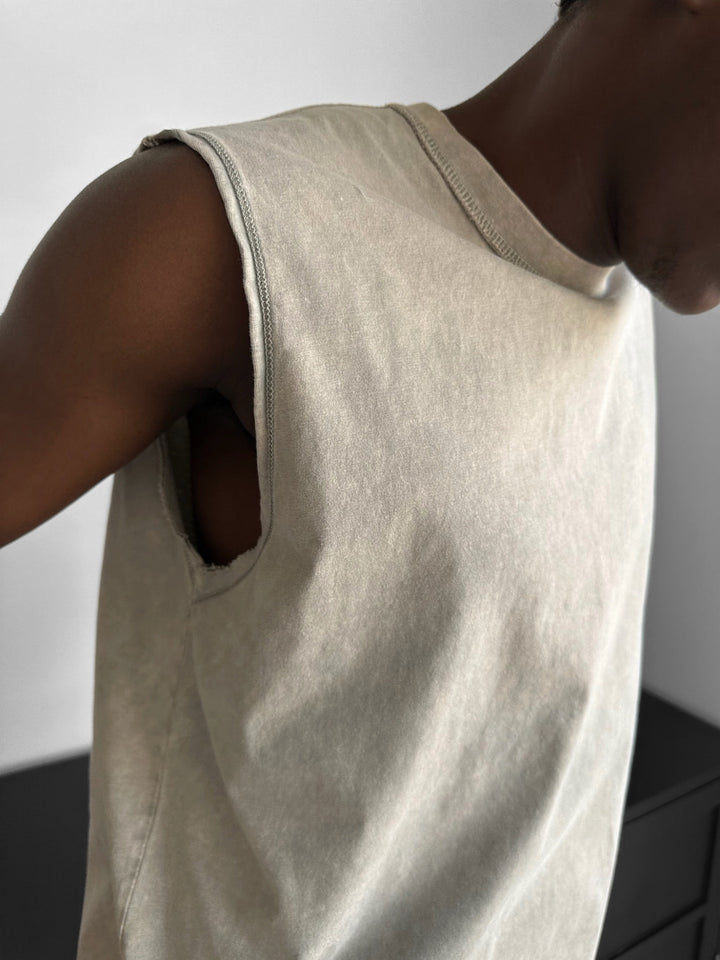 Oversize Washed TankTop - Beige