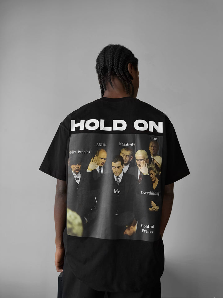 Oversize "Hold On" T-Shirt - Black