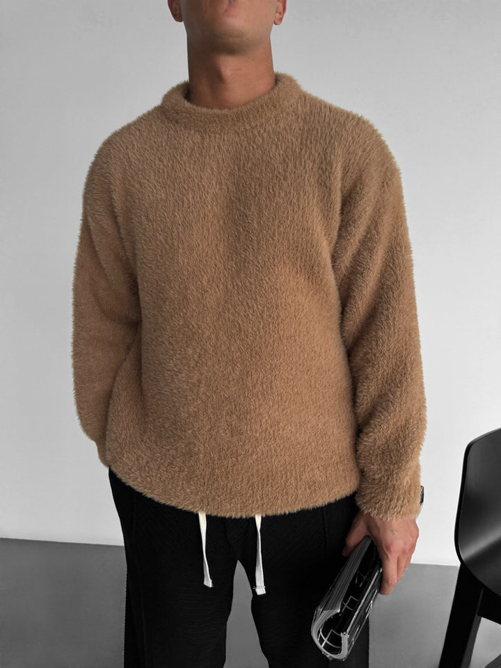 Oversize Hairy Rope Sweater - Wood Smoke