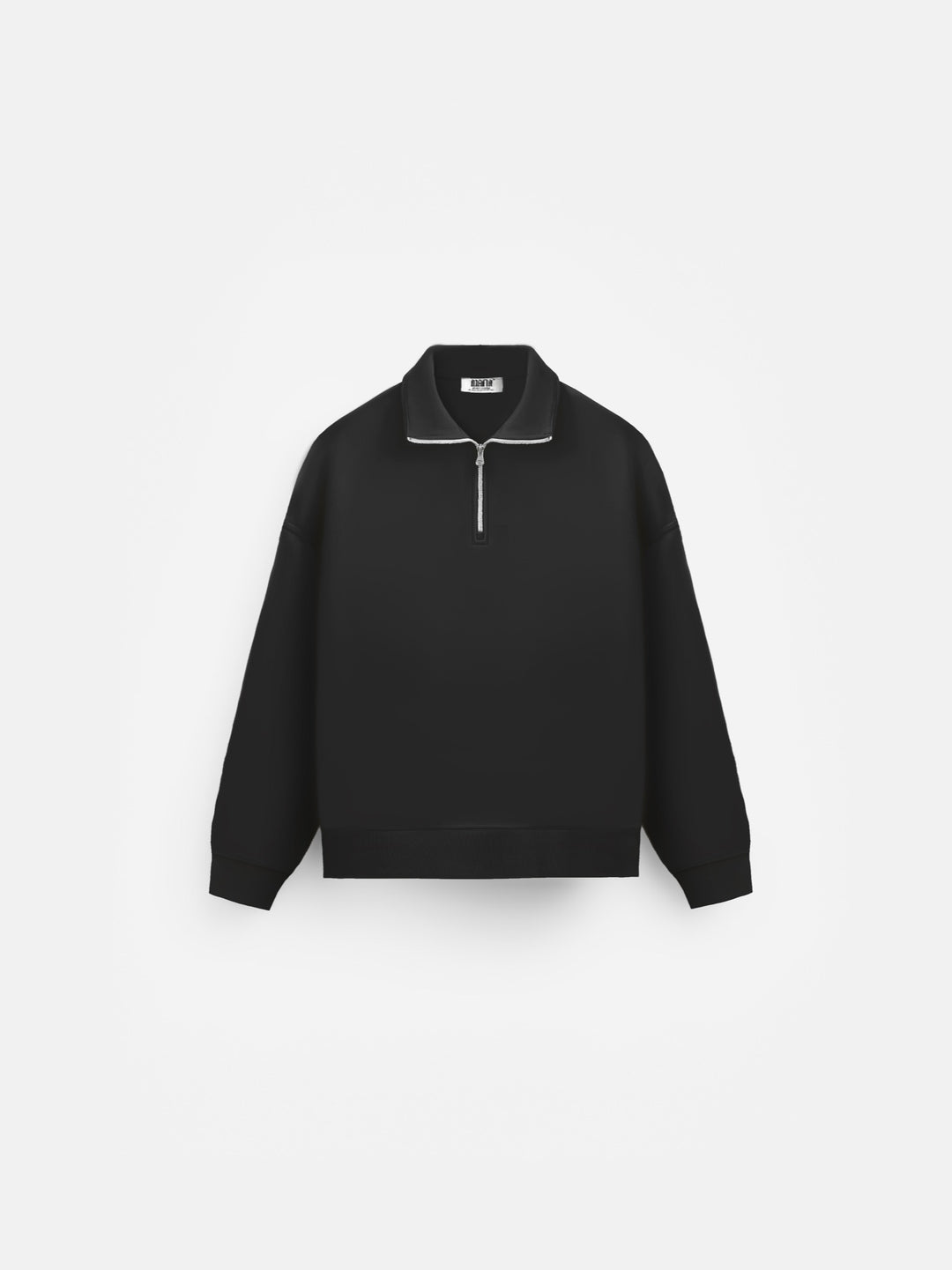 Oversize Half-Zip Polo Sweatshirt - Black