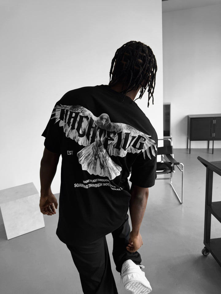 Oversize "Nachtflug" T-Shirt - Black