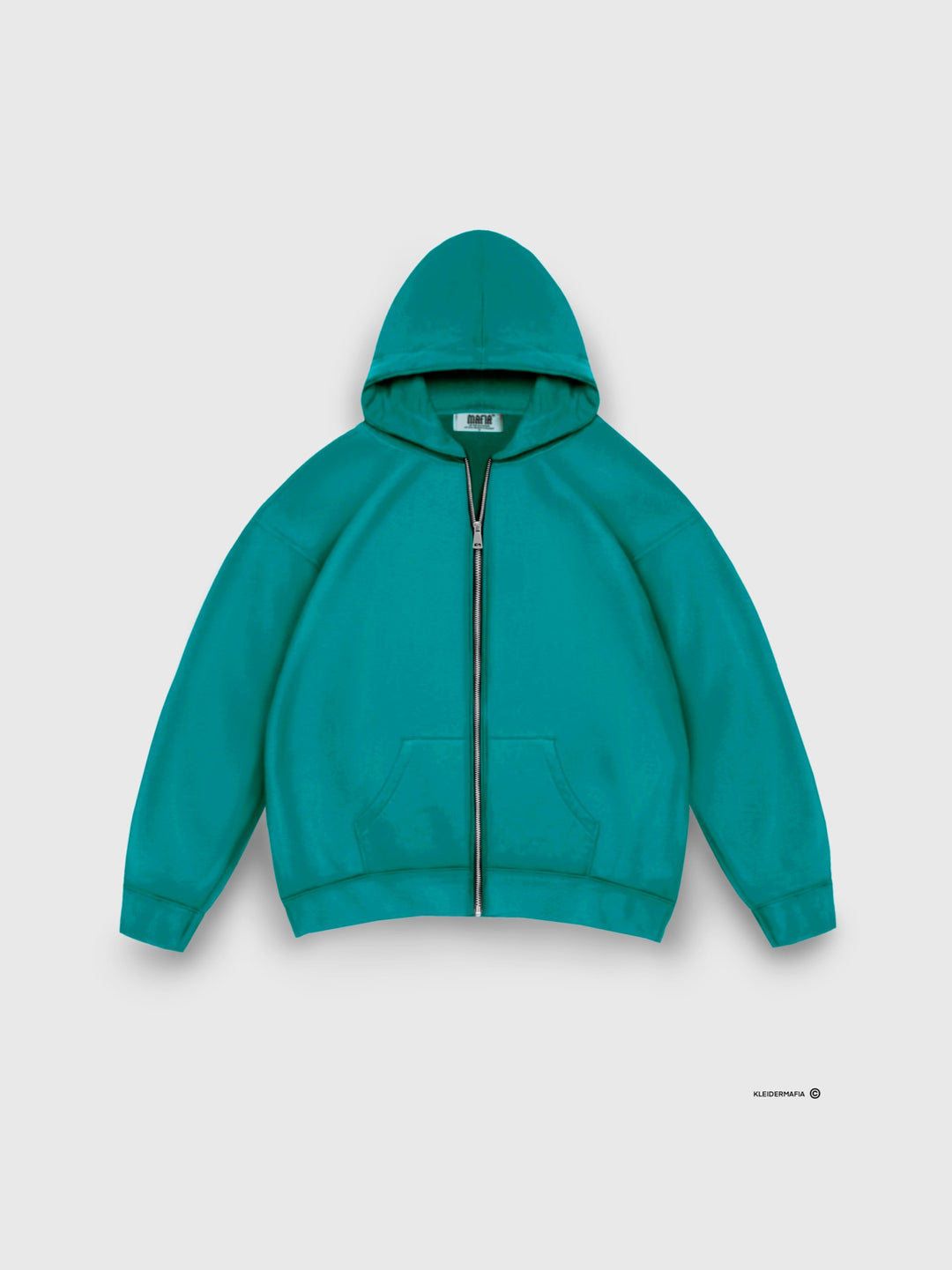 Oversize Basic Zipper Hoodie - Ocean