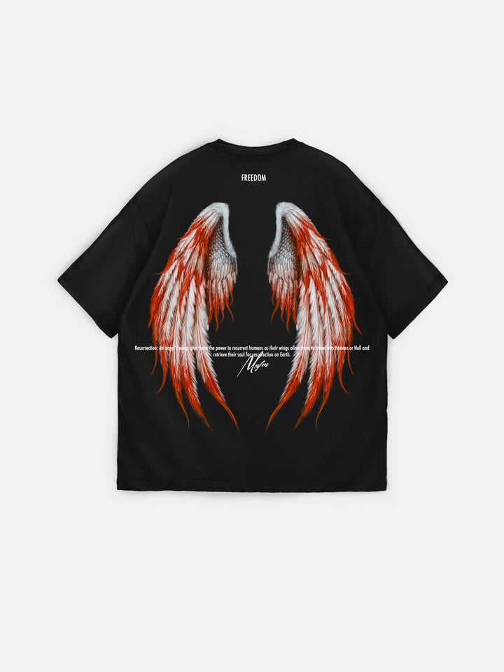 Oversize Angel Wings T-Shirt - Black
