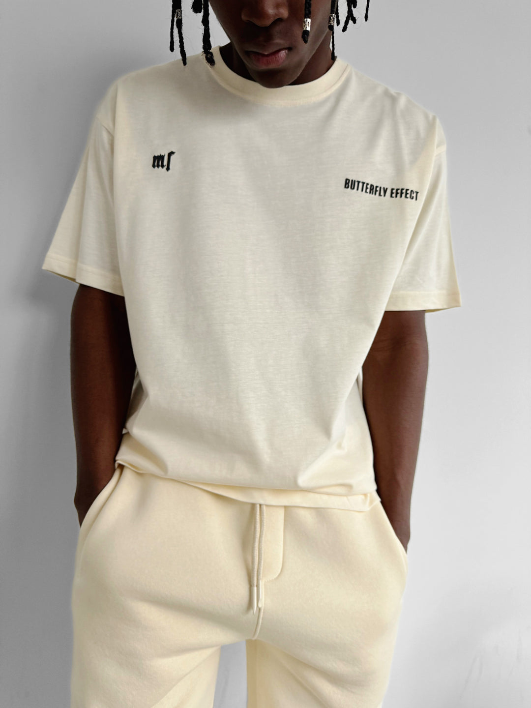 Oversize 'Butterfly Effect' T-Shirt - Antique White
