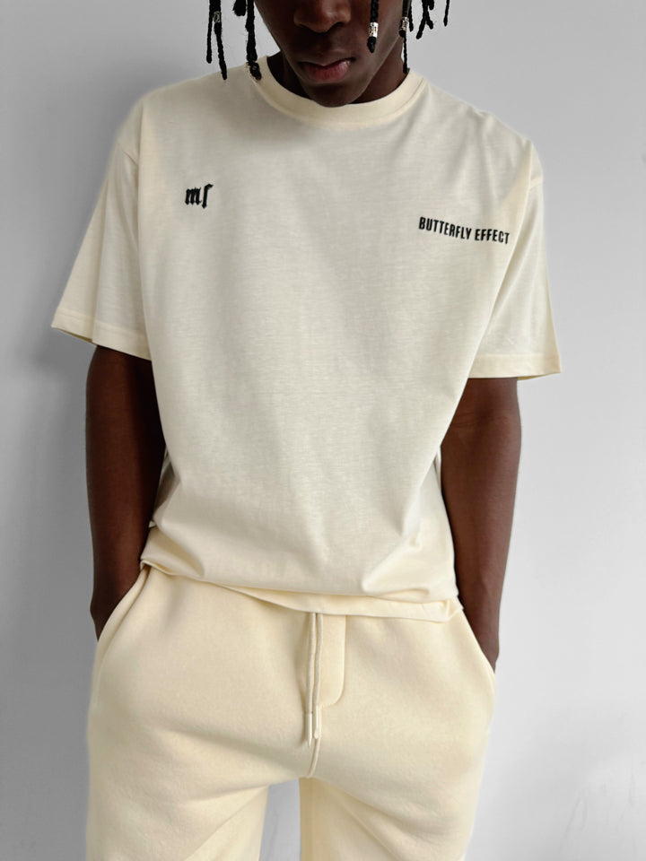 Oversize 'Butterfly Effect' T-Shirt - Antique White