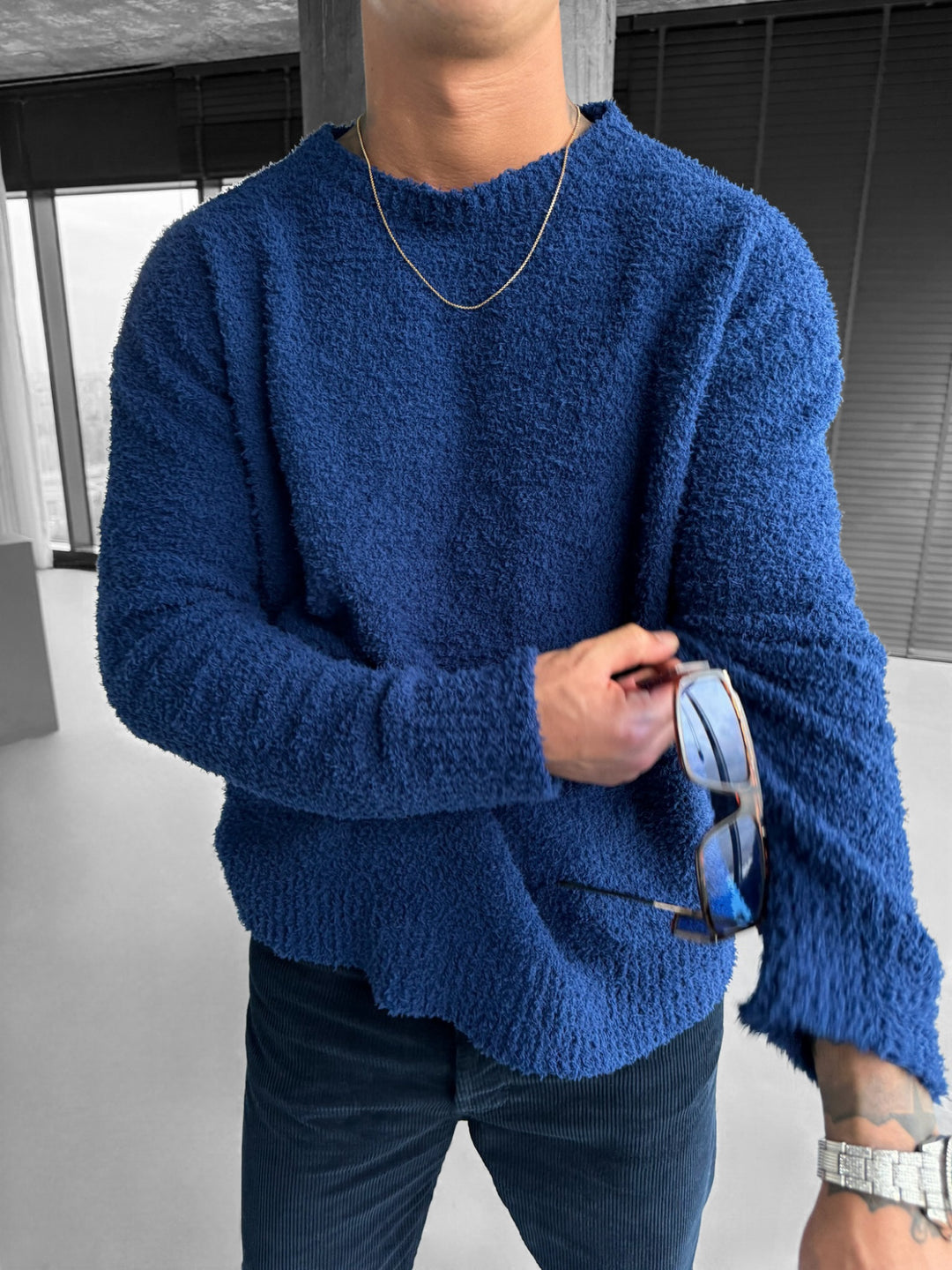 Oversize Plush Pullover - Captain Blue