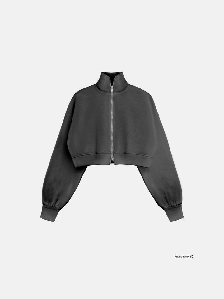 Short Women Zipper Pullover - Anthracite
