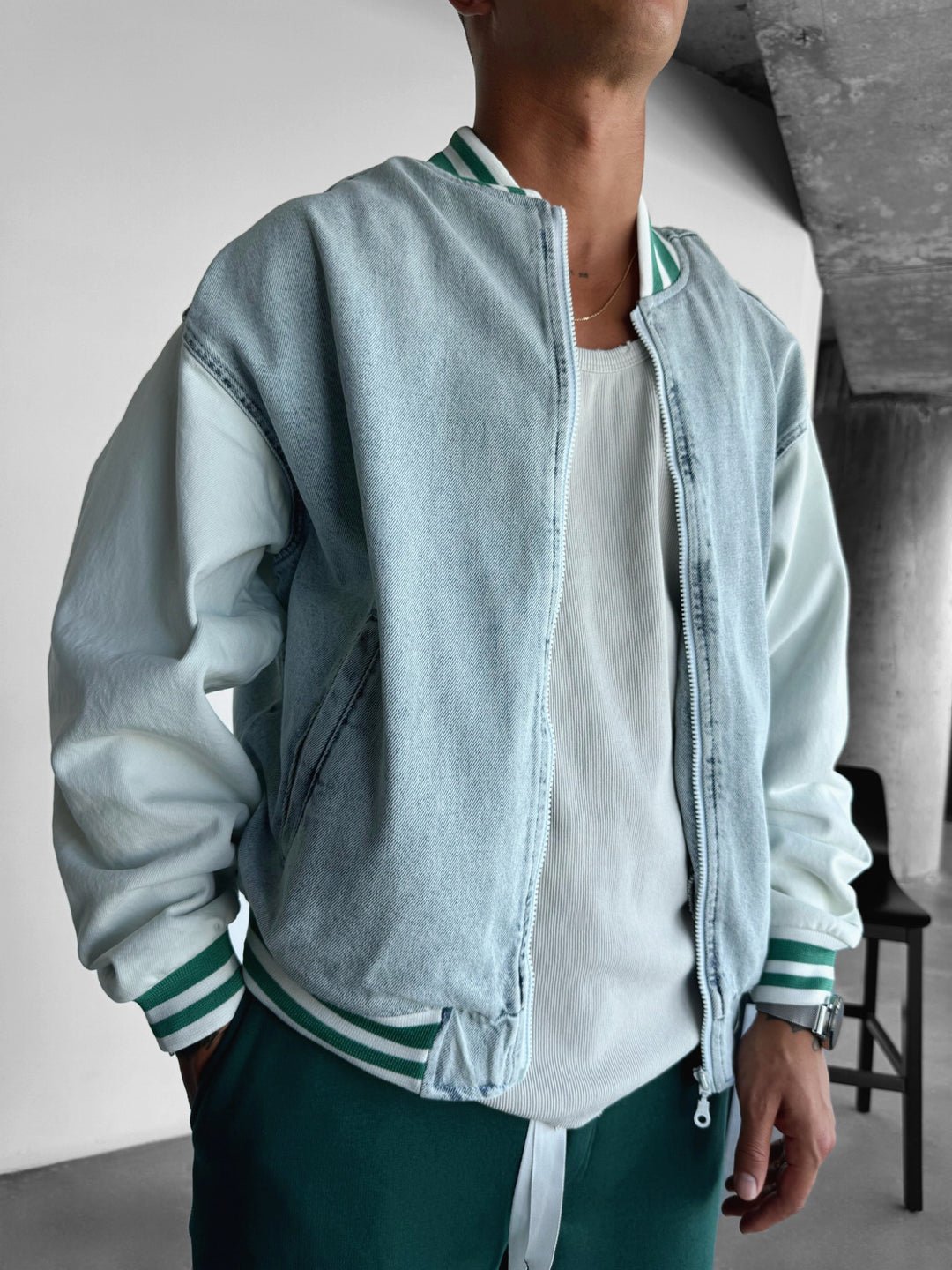 Oversize Jeans Puffer Jacket - Jeans Blue