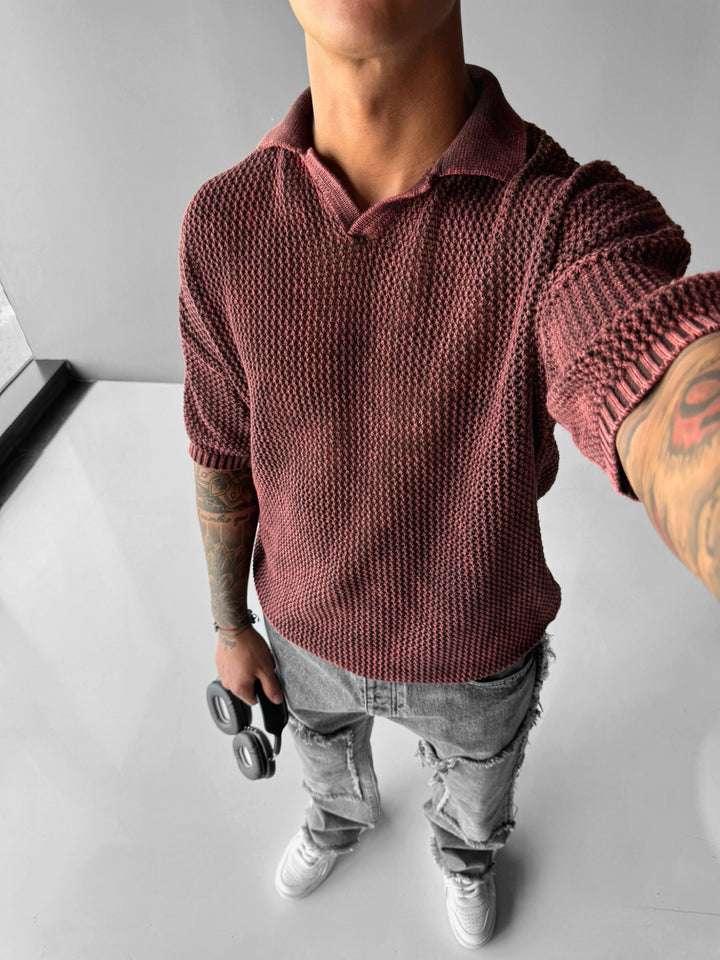 Regular Fit Knit Grid T-shirt - Plum Perfect