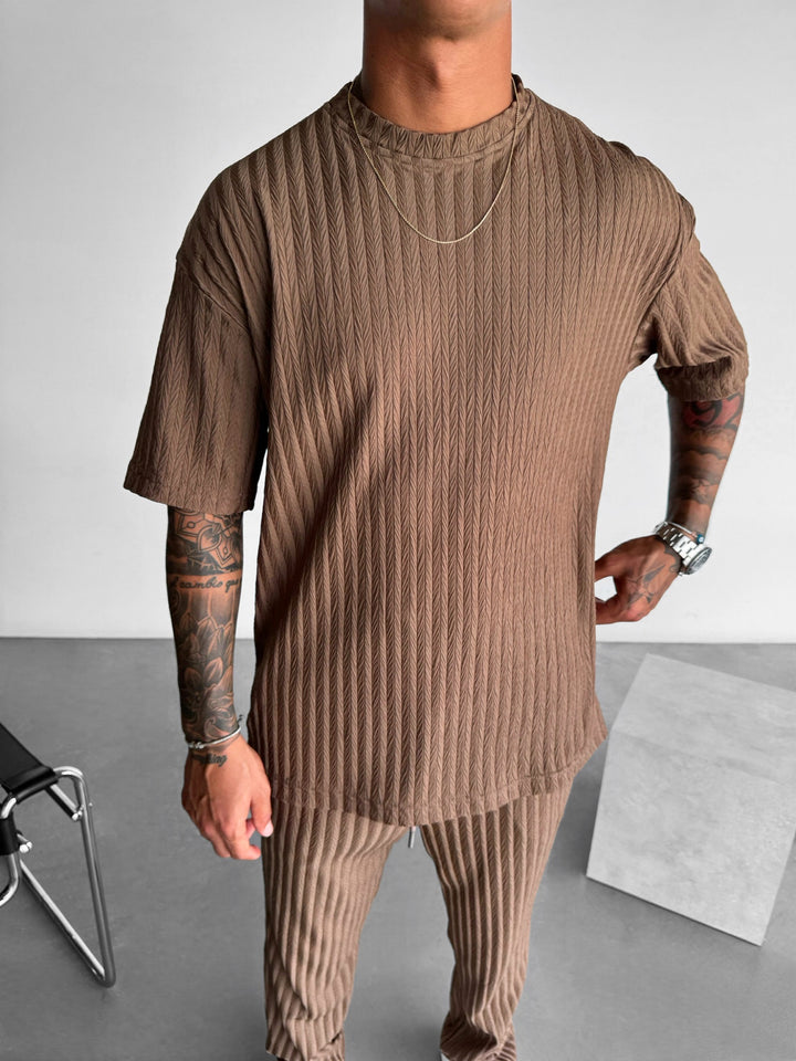 Oversize Structured T-Shirt - Cappuccino