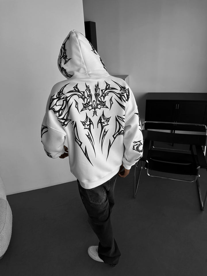 Oversize Mafia Tribal Hoodie - White