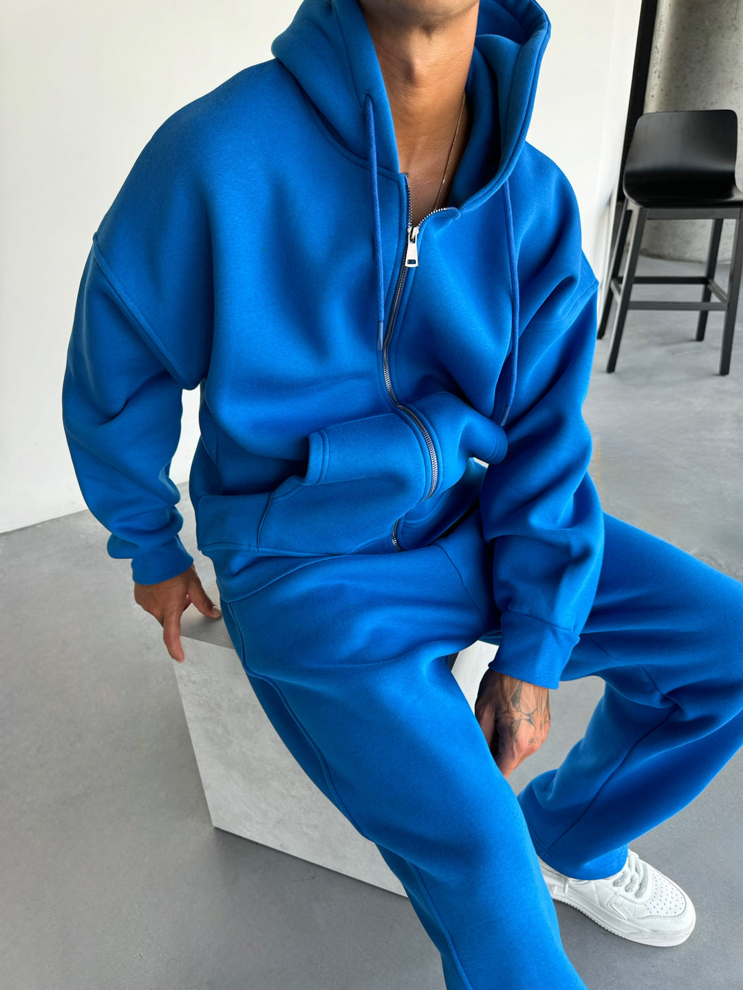 Oversize Basic Zipper Hoodie - Surf The Web