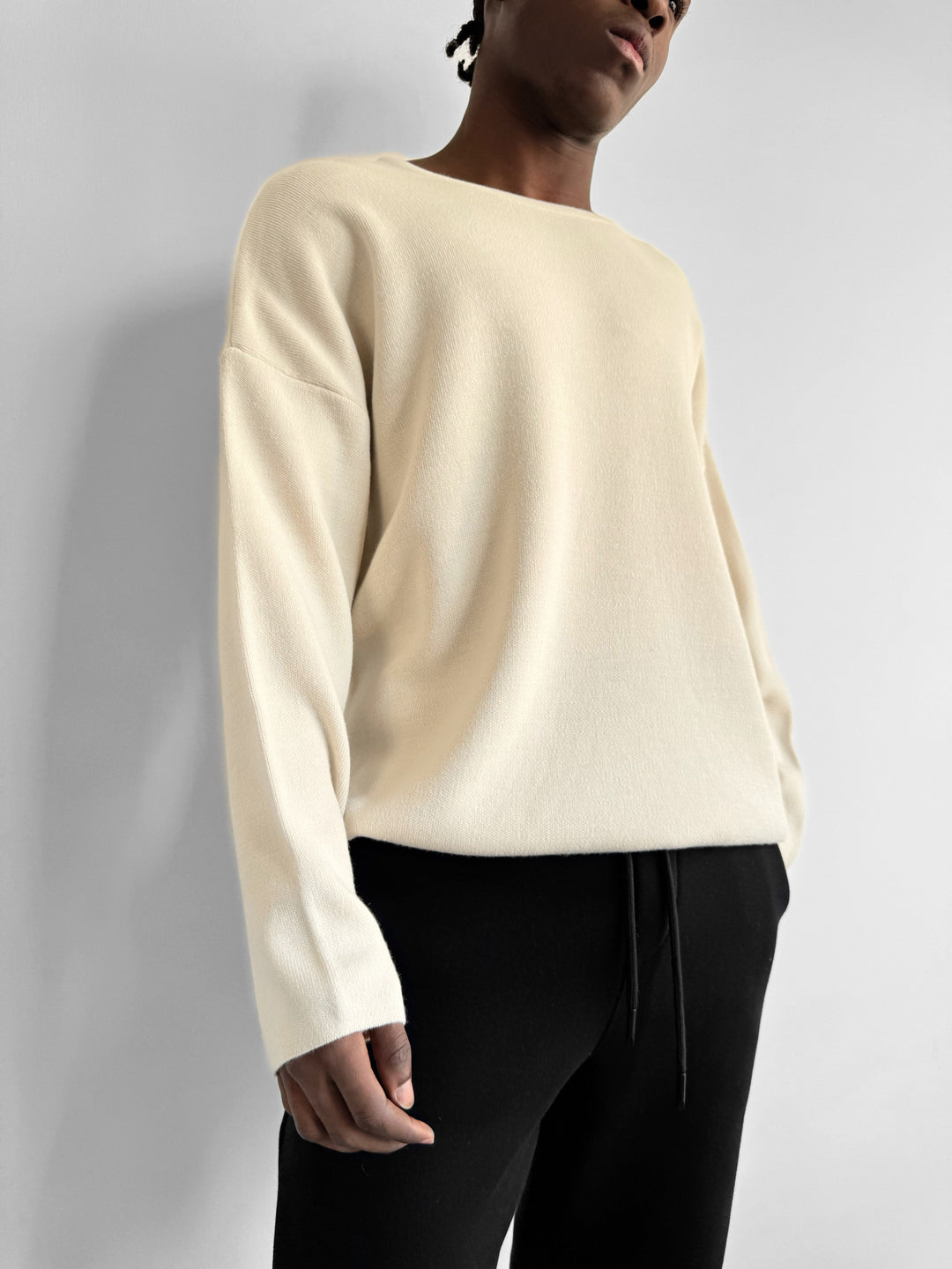 Loose Fit Knit Sweater - Cremé