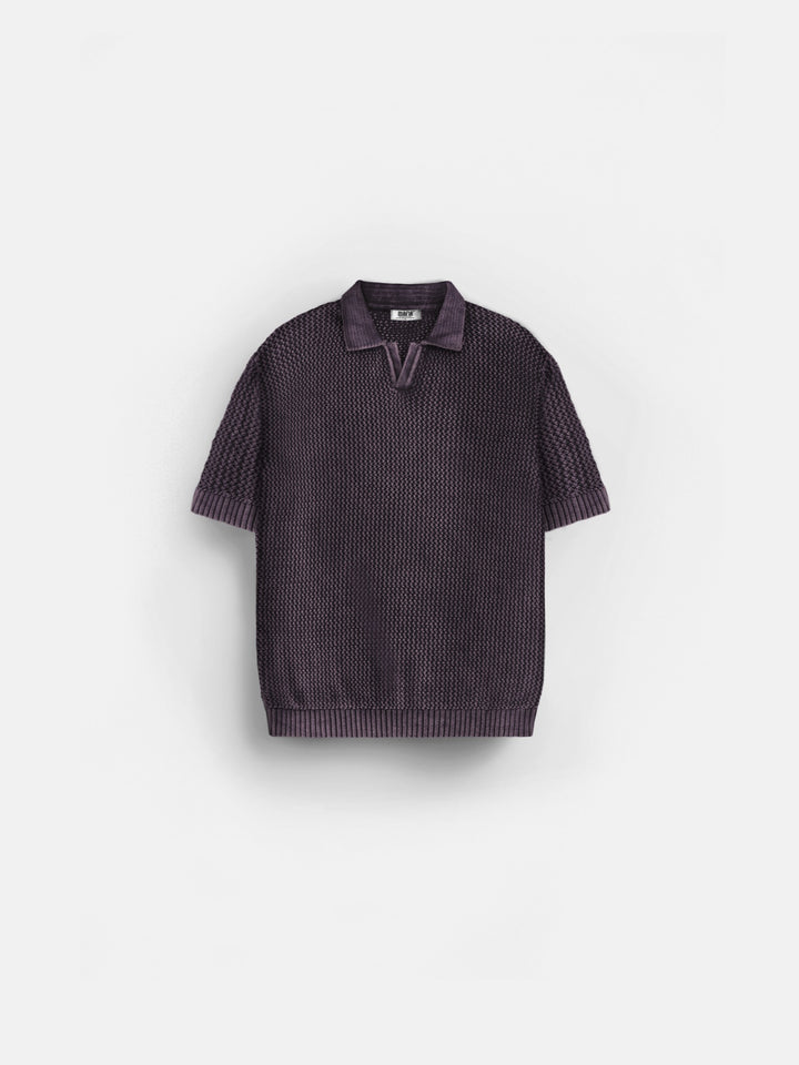 Regular Fit Knit Grid T-shirt - Plum Perfect