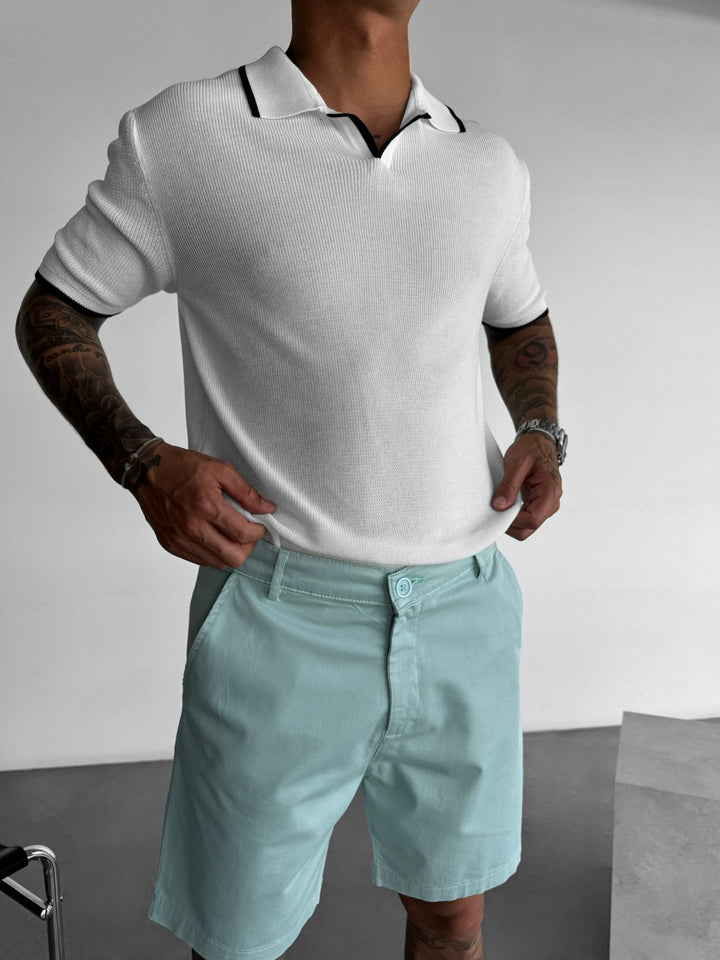 Regular Fit Knit Line Polo T-Shirt - White
