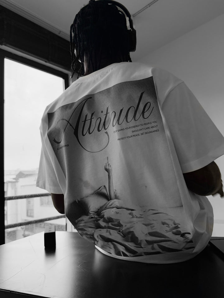 Oversize 'Attitude' T-Shirt - Ecru