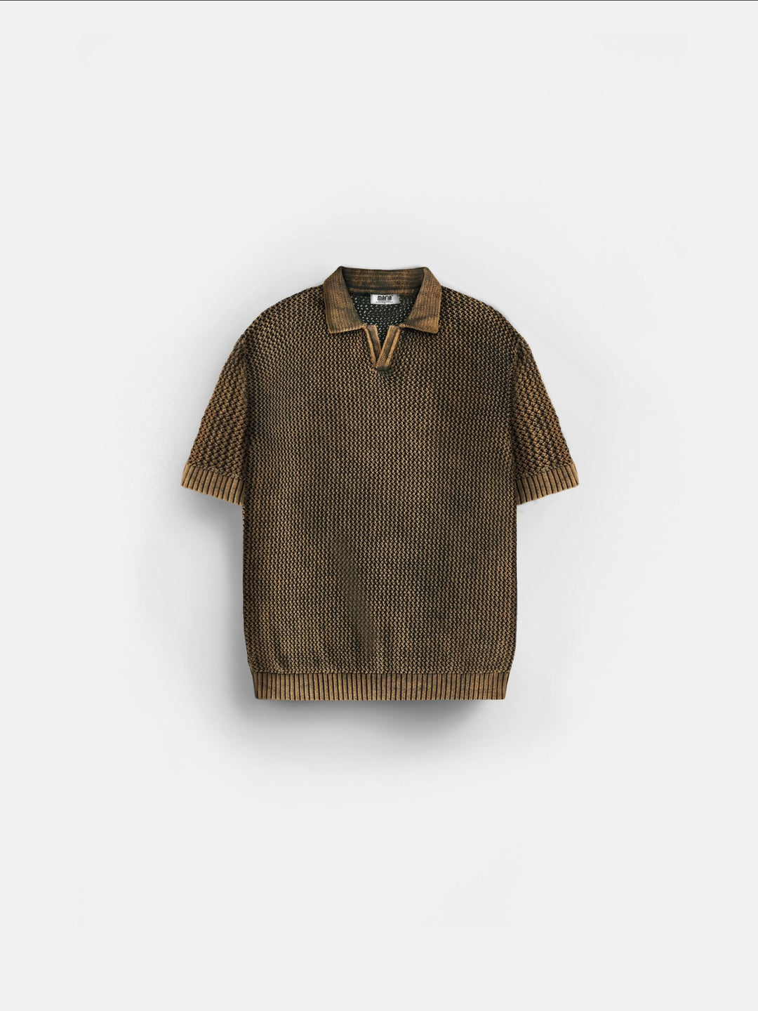 Regular Fit Knit Grid T-shirt - Ochre